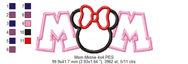 Mouse Ears Girl Mom - Applique - Machine Embroidery Design
