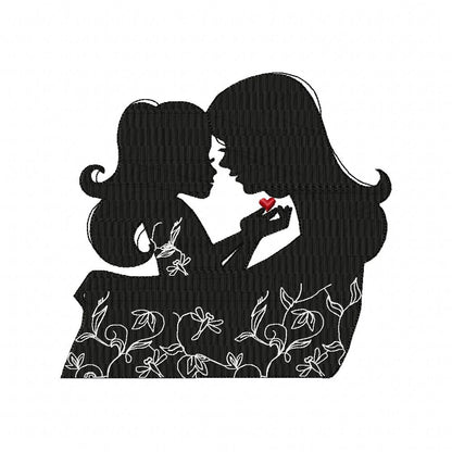 Mom and Daughter Silhouette - Fill Stitch Embroidery