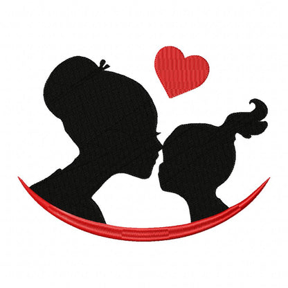 Mom and Kids Silhouette Collection - Fill Stitch - Set of 7 designs