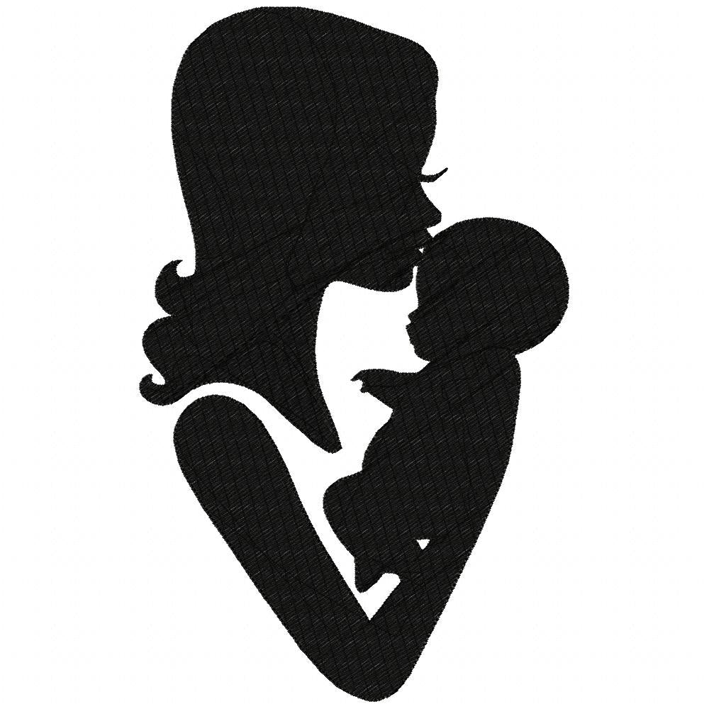 Mom and Kids Silhouette Collection - Fill Stitch - Set of 7 designs