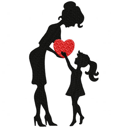 Mom and Kids Silhouette Collection - Fill Stitch - Set of 7 designs