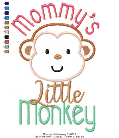 Mommy’s Little Monkey – Appliqué – Machine Embroidery Design