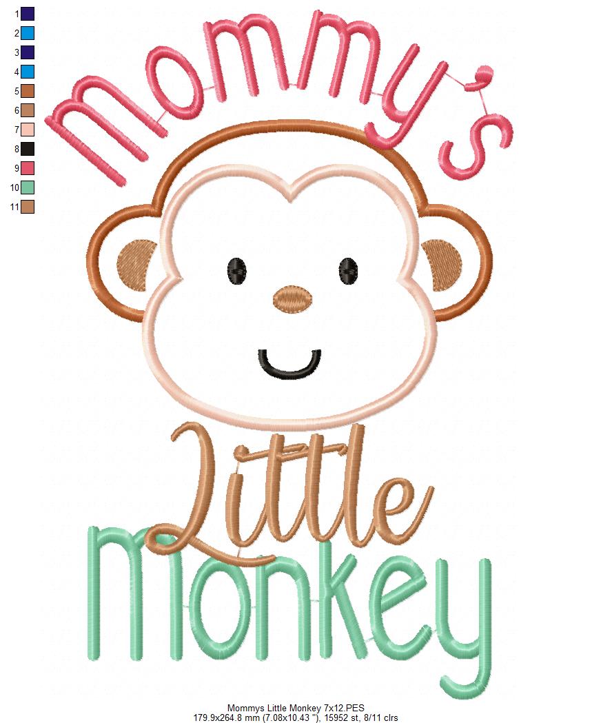 Mommy’s Little Monkey – Appliqué – Machine Embroidery Design