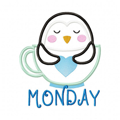 Days of the Week Animals in the Cup - Applique - Set of 7 designs