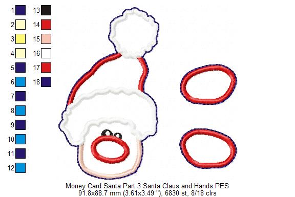 Santa Claus Money Gift Card - ITH Project - Machine Embroidery Design