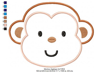 Monkey - Applique - Machine Embroidery Design
