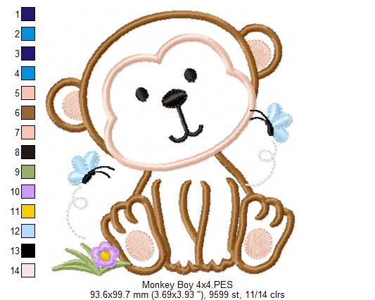 Monkey Boy - Applique Embroidery