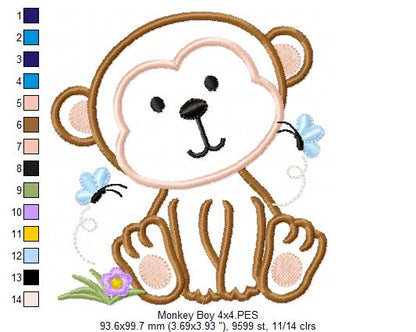 Monkey Boy - Applique Embroidery