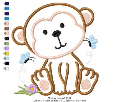 Monkey Boy - Applique Embroidery