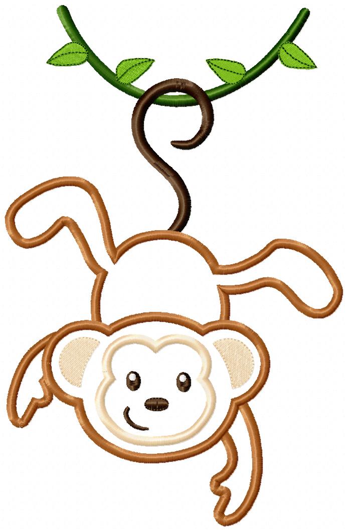 Hanging Monkey Appliqué – Machine Embroidery Design