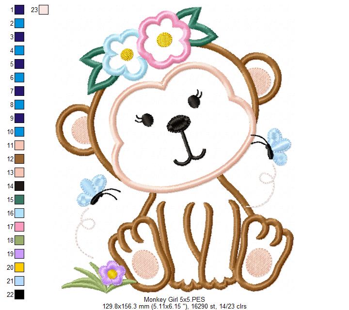 Monkey Girl and Boy - Set of 2 designs - Applique