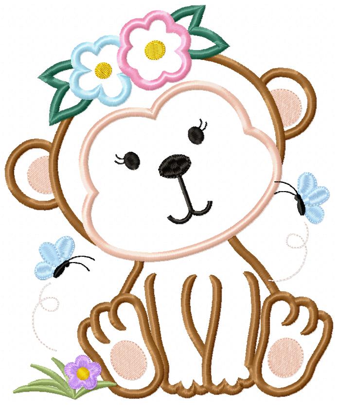 Monkey Girl and Boy - Set of 2 designs - Applique