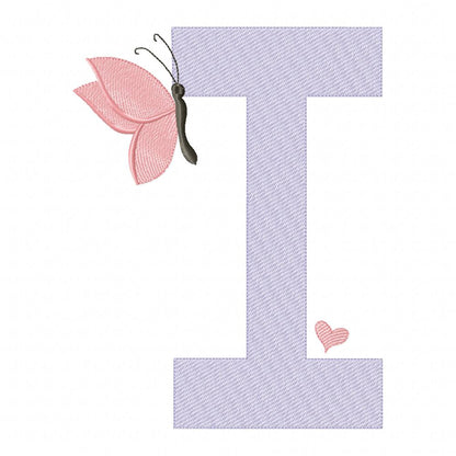 Monogram I Letter I Butterfly - Rippled Stitch
