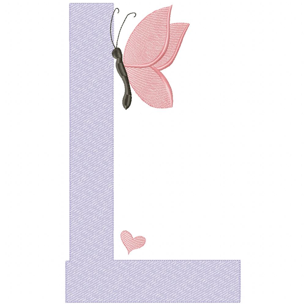 Monogram L Letter L Butterfly - Rippled Stitch