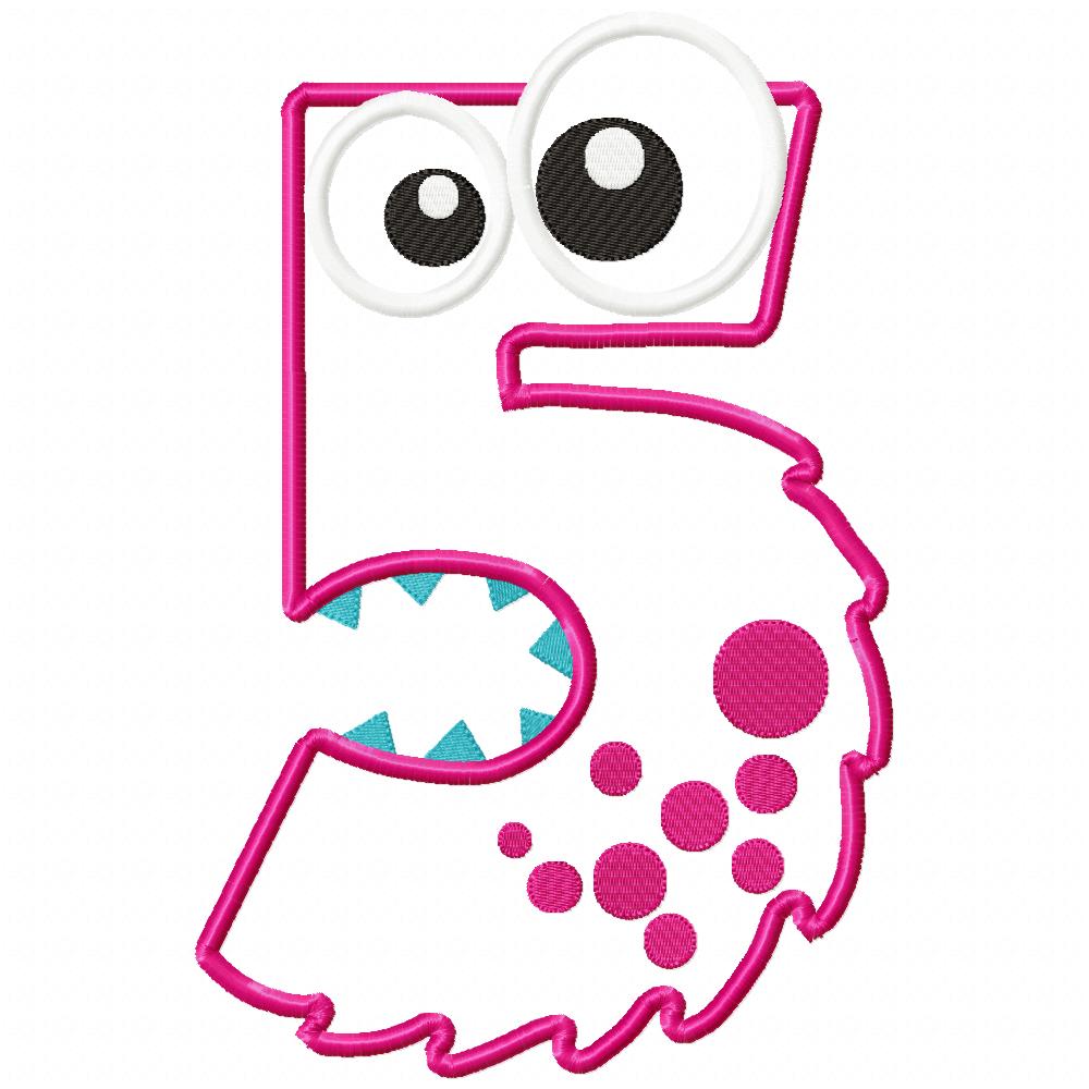 Monster Birthday Numbers 0-9 - Set of 10 designs - Applique