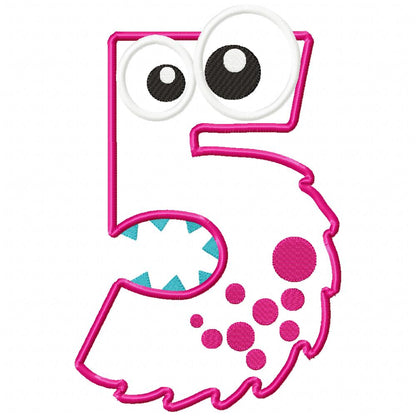 Monster Birthday Numbers 0-9 - Set of 10 designs - Applique