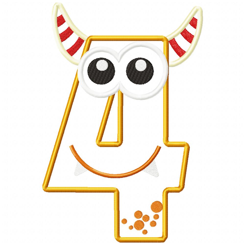 Monster Birthday Numbers 0-9 - Set of 10 designs - Applique