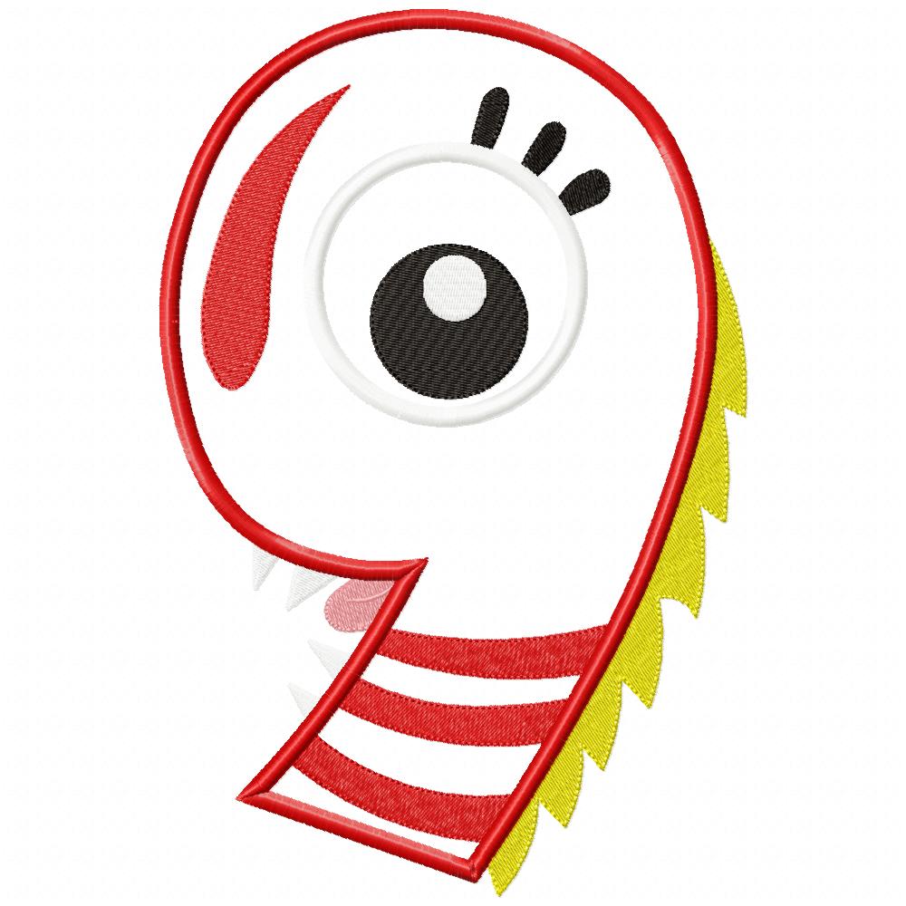 Monster Birthday Number 9 Nine 9th Birthday - Applique