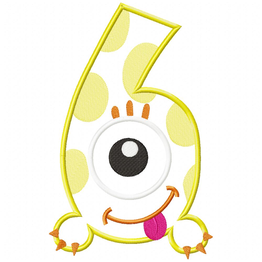 Monster Birthday Numbers 0-9 - Set of 10 designs - Applique
