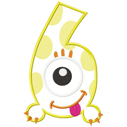 Monster Birthday Numbers 0-9 - Set of 10 designs - Applique