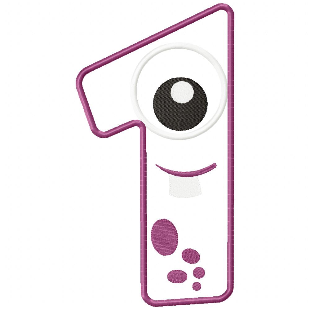 Monster Birthday Numbers 0-9 - Set of 10 designs - Applique