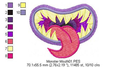Monster Mouth for Face Masks and Scarfs - Fill Stitch