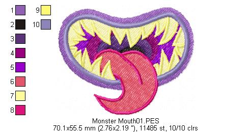 Monster Mouth for Face Masks and Scarfs - Fill Stitch