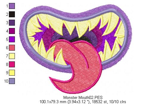 Monster Mouth for Face Masks and Scarfs - Fill Stitch