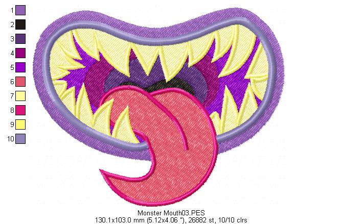 Monster Mouth for Face Masks and Scarfs - Fill Stitch