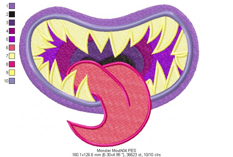 Monster Mouth for Face Masks and Scarfs - Fill Stitch