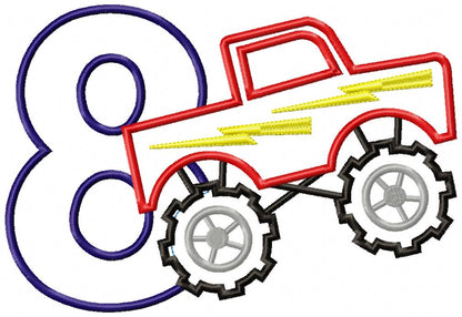 Monster Truck Numbers 1-9 Birthday Set Numbers - Applique