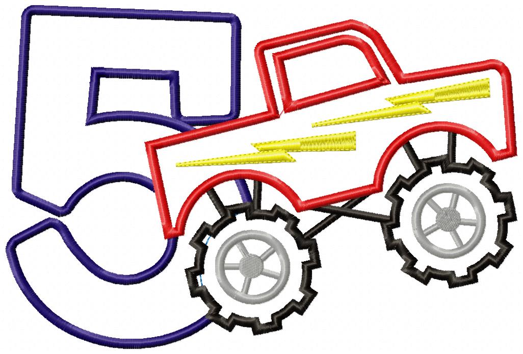 Monster Truck Numbers 1-9 Birthday Set Numbers - Applique