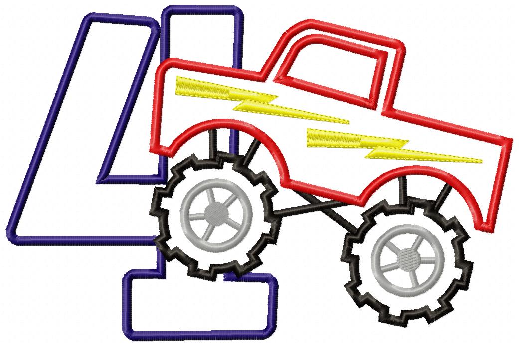 Monster Truck Numbers 1-9 Birthday Set Numbers - Applique