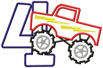 Monster Truck Numbers 1-9 Birthday Set Numbers - Applique