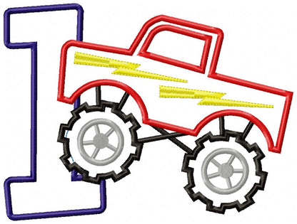 Monster Truck Numbers 1-9 Birthday Set Numbers - Applique