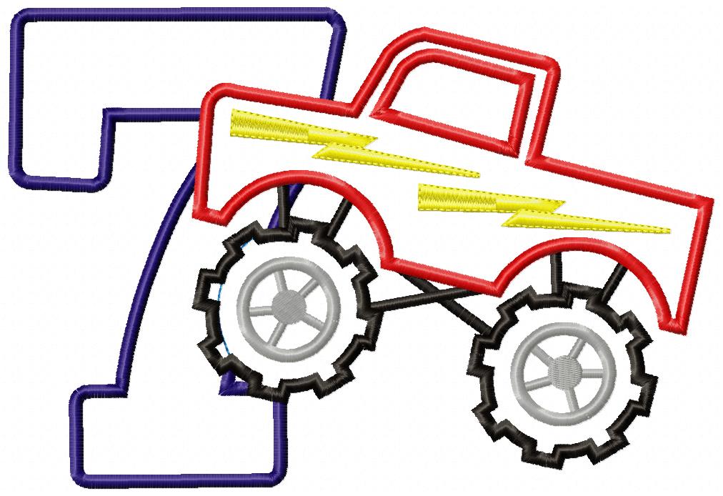 Monster Truck Numbers 1-9 Birthday Set Numbers - Applique