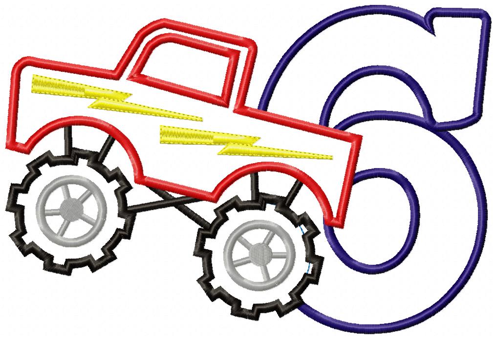 Monster Truck Numbers 1-9 Birthday Set Numbers - Applique