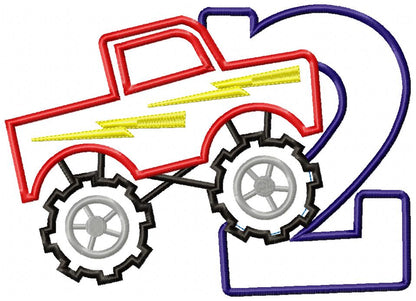 Monster Truck Numbers 1-9 Birthday Set Numbers - Applique
