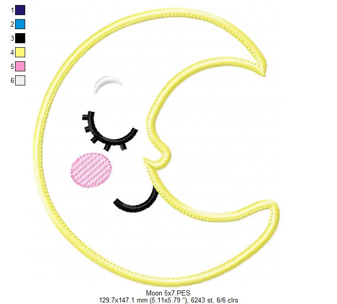 Cloud, Moon and Star - Applique - Set of 3 designs