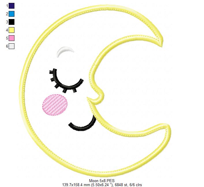 Cloud, Moon and Star - Applique - Set of 3 designs