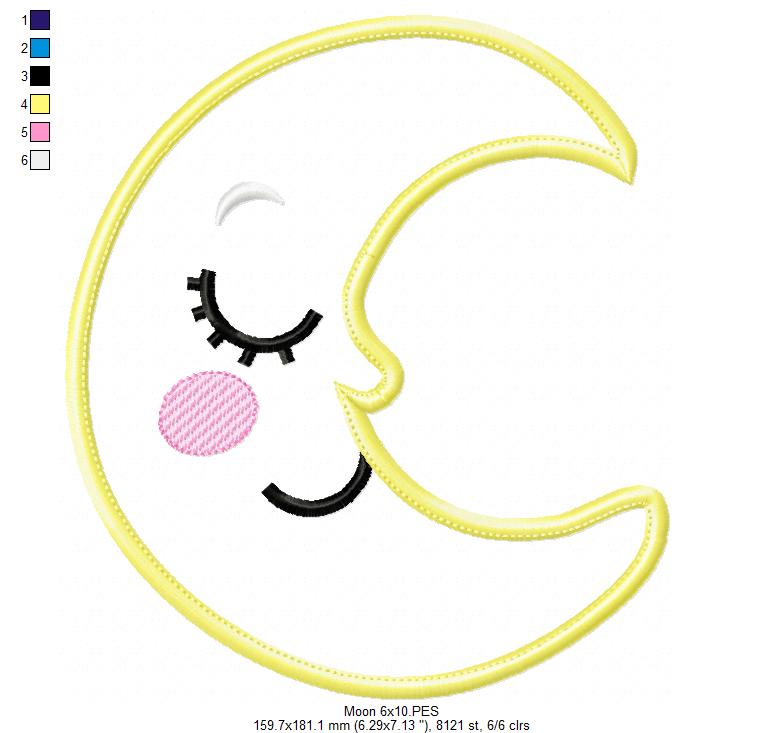 Cloud, Moon and Star - Applique - Set of 3 designs