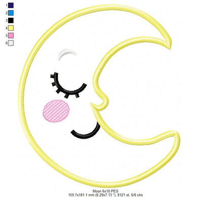 Cloud, Moon and Star - Applique - Set of 3 designs