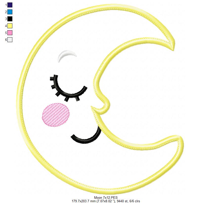 Cloud, Moon and Star - Applique - Set of 3 designs