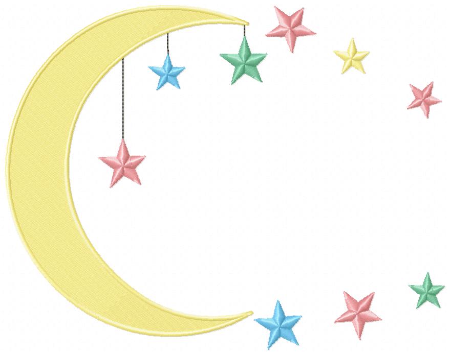 Moon and Stars - Fill Stitch - Machine Embroidery design