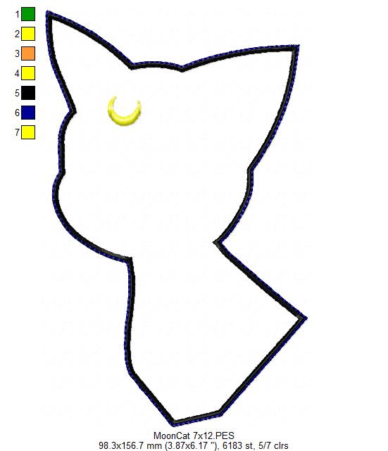 Cat and Moon Door Ornament - ITH Project - Machine Embroidery Design