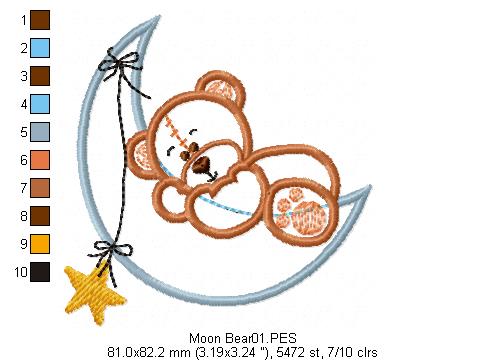 Moon Teddy Bear- Applique