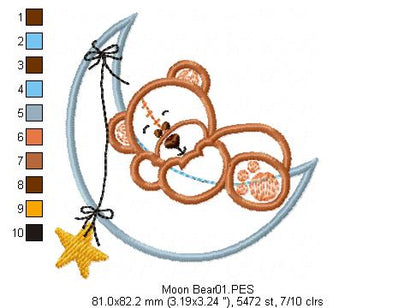 Moon Teddy Bear- Applique