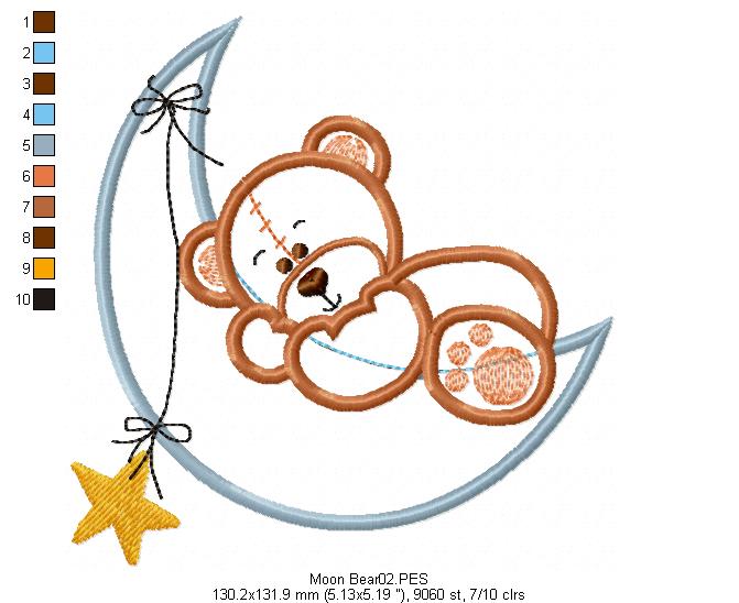 Moon Teddy Bear- Applique