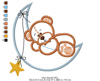 Moon Teddy Bear- Applique