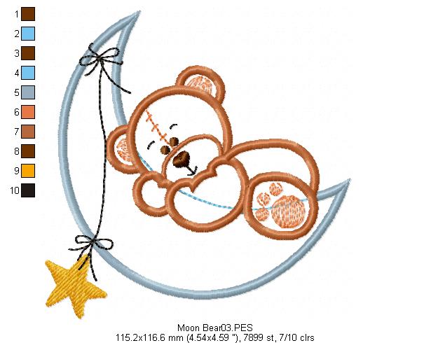 Moon Teddy Bear- Applique